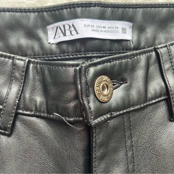 Zara Kick Flare Faux Leather Pants Size 00 - Picture 4 of 8